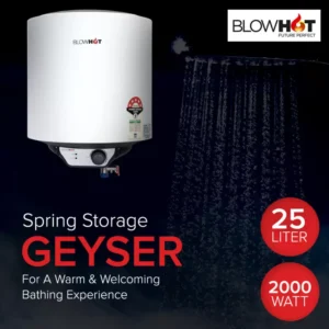 Blowhot 25 L Storage Water Geyser (Spring BEE 5 Star Rating Metallic Body Copper Heating Element, White)