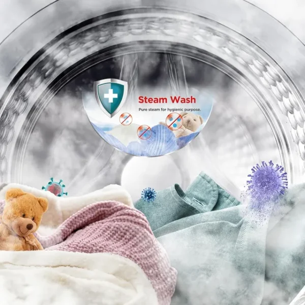 TCL 7.5 kg 5 Star Inverter Fully Automatic Front Load Washing Machine (TWF75-P6S, Honeycomb Drum, White) - Image 3