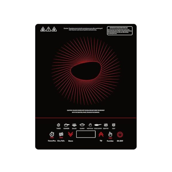 Pigeon By Stovekraft 14429 Acer Plus 1800 Watt Induction Cooktop with Feather Touch Control, Induction Stove comes with 8 Preset Menus and Auto-Shut Off features (Black)