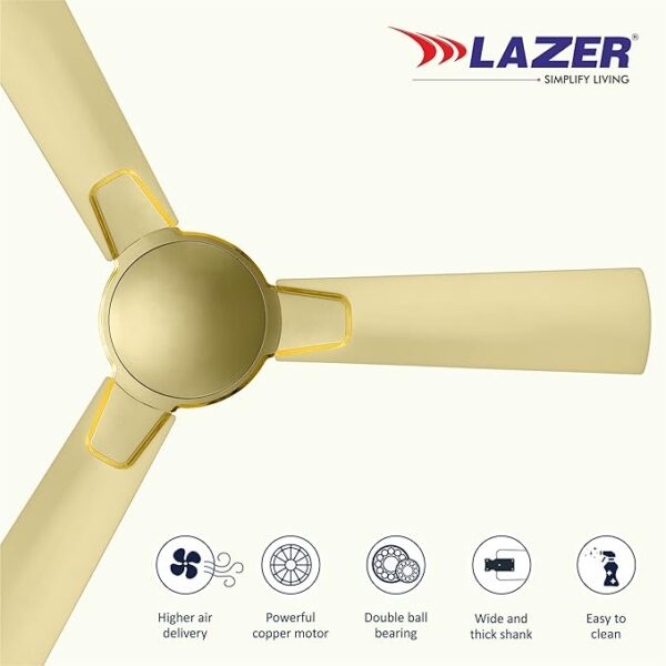 Lazer Argentor Primium High Speed 1200mm Anti Dust Ceiling Fan (Royal Gold) - Image 2