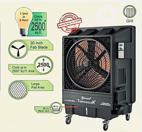 Nuspak Jumbo & Tent Cooler 90 L 950Rpm 30'', Tower Cooler, Black - Image 3