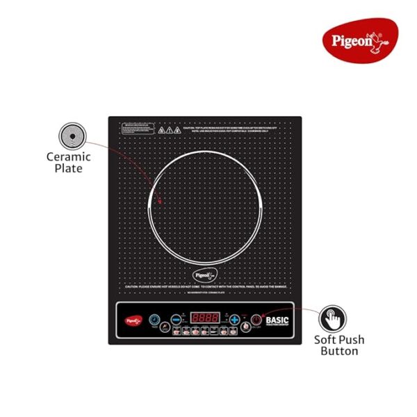 Pigeon Basic Induction Cooktop 1200 W, Auto-Shut off, Soft Push Button with 7 Segments LED Display for Power and Temperature - Black - Image 3