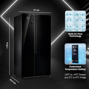 Godrej 564 L Multi Air Flow System, With Advanced Controls Frost Free Side-By-Side Refrigerator(RS EONVELVET 579 RFD GL BK, Glass Black)