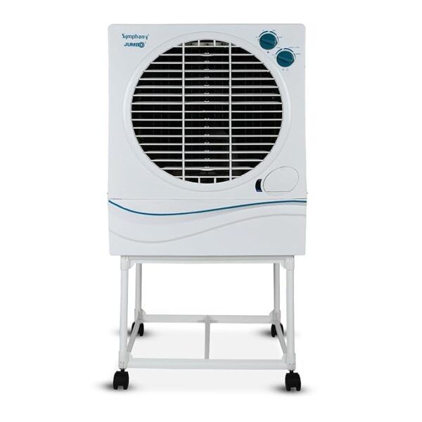 Jumbo 70 Desert Air Cooler for Home with Aspen Pads, Powerful Fan, Cool Flow Dispenser and Free Trolley (70L, White)