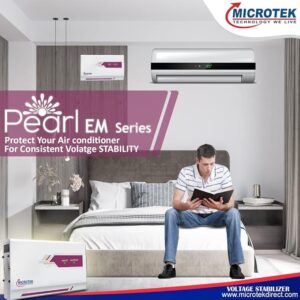 Microtek PEARL EM 4170+ LED Display Wall Mounted Automatic Voltage Stabilizer upto 1.5 Ton AC Working Power 150V-280V with 3 Year Warranty