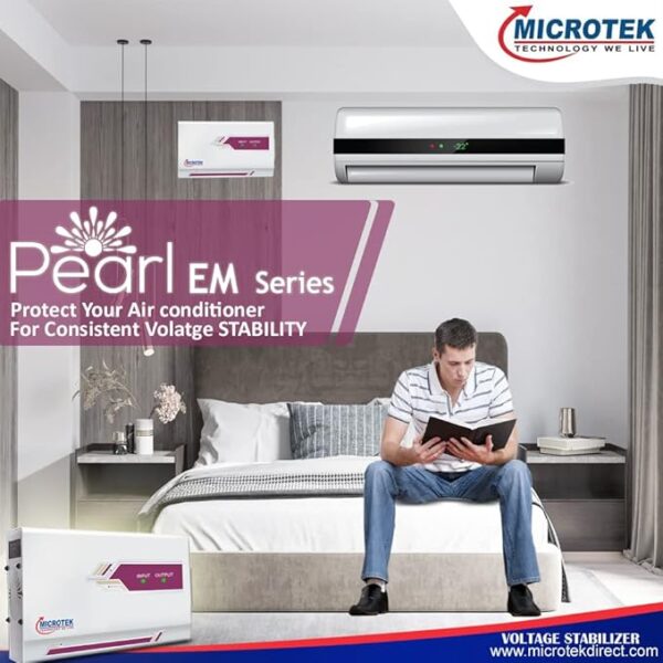 Microtek PEARL EM 4170+ LED Display Wall Mounted Automatic Voltage Stabilizer upto 1.5 Ton AC Working Power 150V-280V with 3 Year Warranty - Image 3