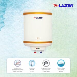 Lazer Ecs 4 Star 10 liter 304l Stainless Steel Tank Storage Water Heater Geyser With Installation Kit (Ivory)