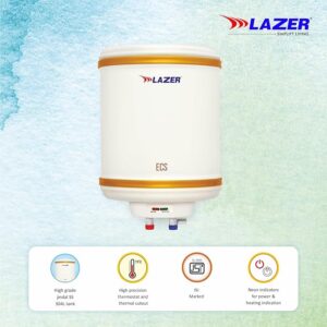 Lazer Ecs 4 Star 10 liter 304l Stainless Steel Tank Storage Water Heater Geyser With Installation Kit (Ivory)