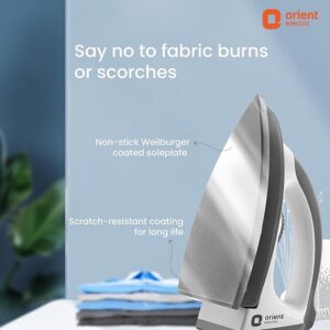 Orient Electric Ultimate |1000W Heavy Weight Dry iron (Press) | Non-stick Weilburger coating| Silver Layered Thermostat| U-shaped heating element| ISI certified| 2-year replacement warranty by Orient