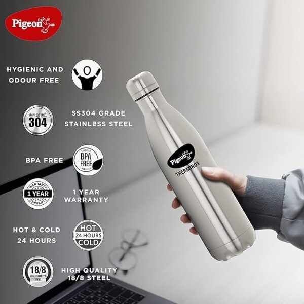 Pigeon by Stovekraft Aqua Therminox Stainless Steel Vaccum Insulated Water Bottle with Copper Coating Inside for Better Hot and Cold Retention (1000 ml) - Image 2