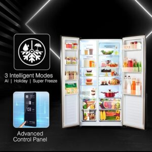 Godrej 564 L Multi Air Flow System, With Advanced Controls Frost Free Side-By-Side Refrigerator(RS EONVELVET 579 RFD GL BK, Glass Black)