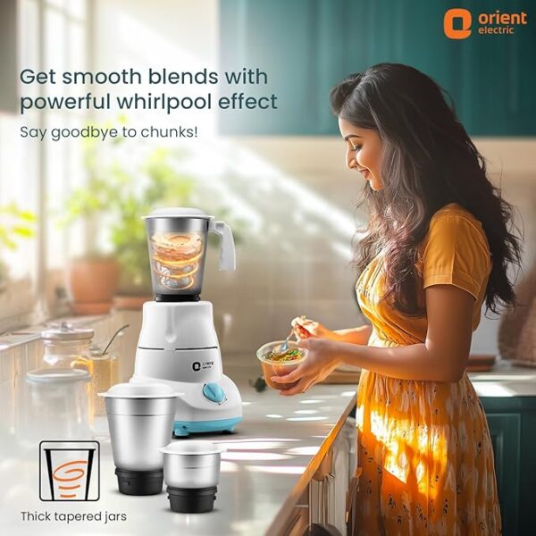 Orient Electric 500W mixer grinder | Kitchen Kraft 500 MGKK50B3 with 3 SS jars | Longer life balanced coil motor | ABS body | Uniform grinding | 5 years motor warranty - Image 3