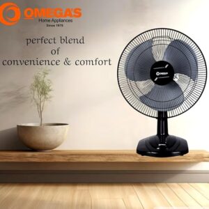 Omega's Raftaar 16 inch Table Fan with Aerodynamic Blades | High Speed | Rust Free | Sweep-400 mm | RPM-2100 | 2 yr Warranty, (Dark Grey)