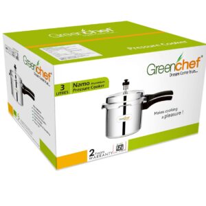 Greenchef Namo Aluminium Outer Lid Pressure Cooker 3 Litres, Silver