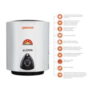 Omega's 25 L Storage Water Heater Aloma (Glass Lined) 5 Star, Ivory