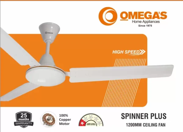 OMEGA'S Spinner Plus High speed 1 Star 1200 mm 3 Blade Ceiling Fan  (Energy Saving | white | Pack of 1) - Image 2