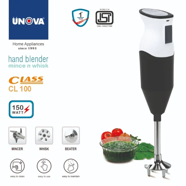 Class 100 Electric Hand Blender UNOVA CL100, Below 200 W, Blade Material: Stainless Steel
