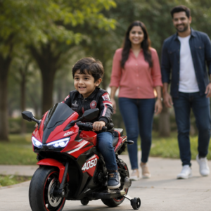 4050 Premium Kids Electric Bike | 12V Battery Operated Ride-On Sports Bike with LED Lights, Music & Training Wheels