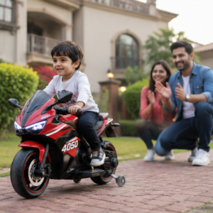 4050 Premium Kids Electric Bike | 12V Battery Operated Ride-On Sports Bike with LED Lights, Music & Training Wheels