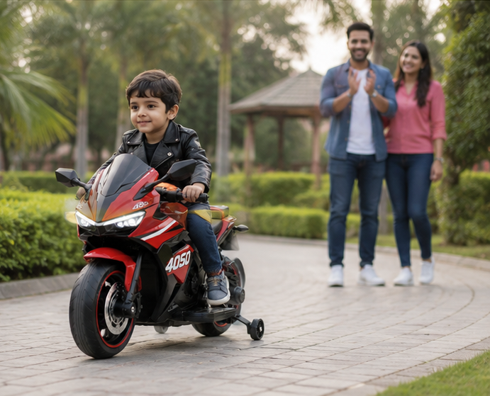 4050 Premium Kids Electric Bike | 12V Battery Operated Ride-On Sports Bike with LED Lights, Music & Training Wheels - Image 7