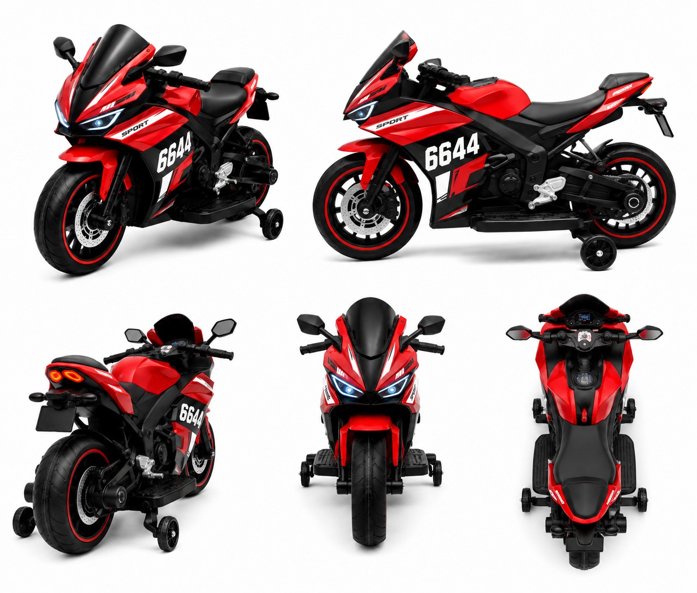 6644 Premium Kids Electric Bike | 12V Battery Operated Ride-On Sports Bike with LED Lights, Music & Training Wheels - Image 3