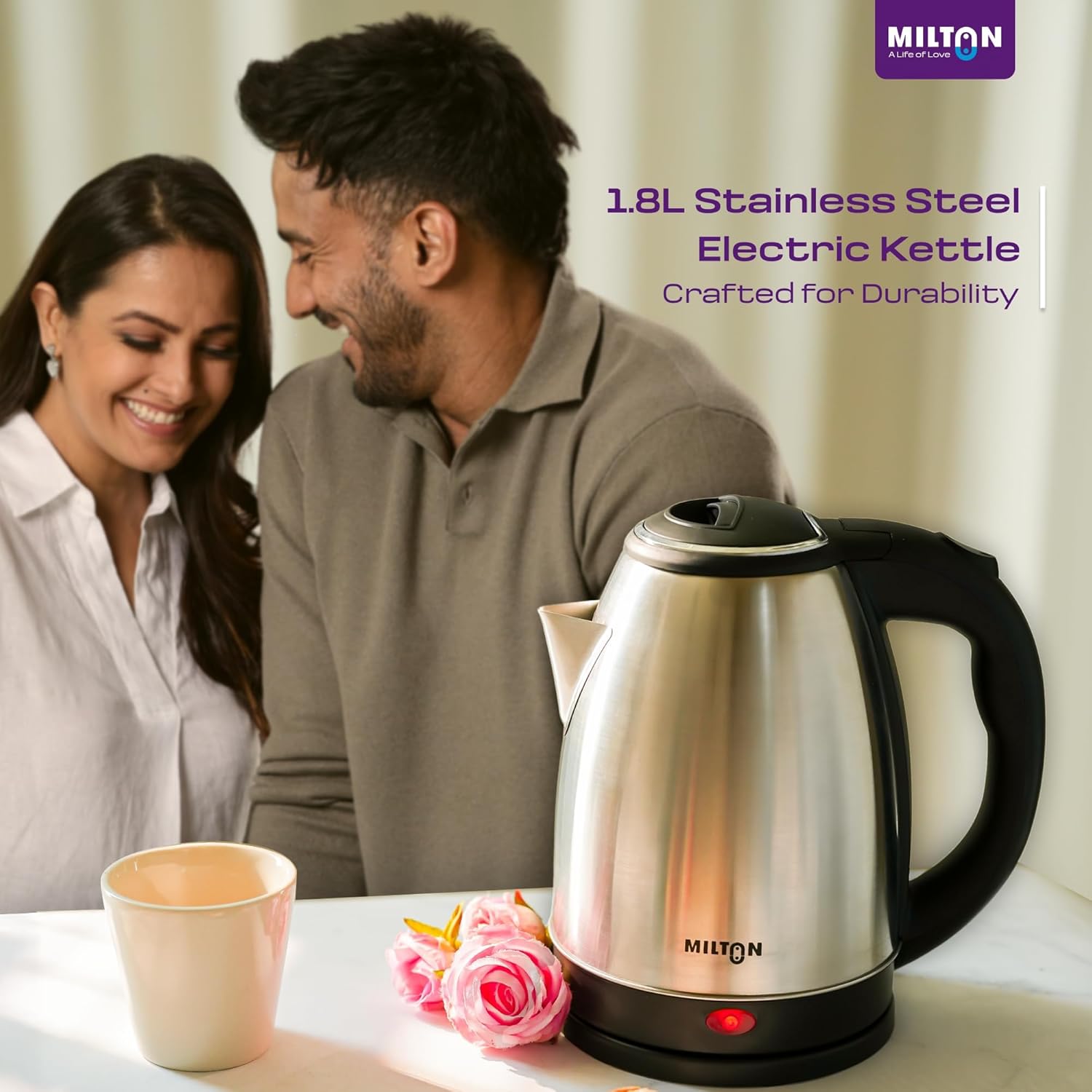 Milton Rapid Electric Kettle 1.8L | 1500 Watts | Stainless Steel Hot Water portable Electric Kettle for Home, Office - Image 9