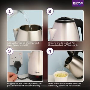 Milton Rapid Electric Kettle 1.8L | 1500 Watts | Stainless Steel Hot Water portable Electric Kettle for Home, Office
