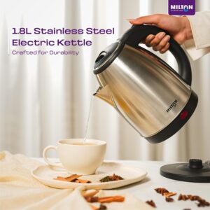 Milton Rapid Electric Kettle 1.8L | 1500 Watts | Stainless Steel Hot Water portable Electric Kettle for Home, Office