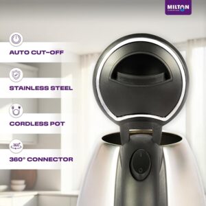 Milton Rapid Electric Kettle 1.8L | 1500 Watts | Stainless Steel Hot Water portable Electric Kettle for Home, Office