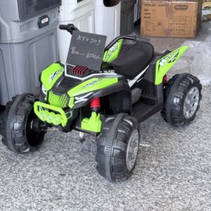 ATV 909 Kids Battery Operated Ride-On Quad Bike with Remote Control, LED Lights & Music (Green)