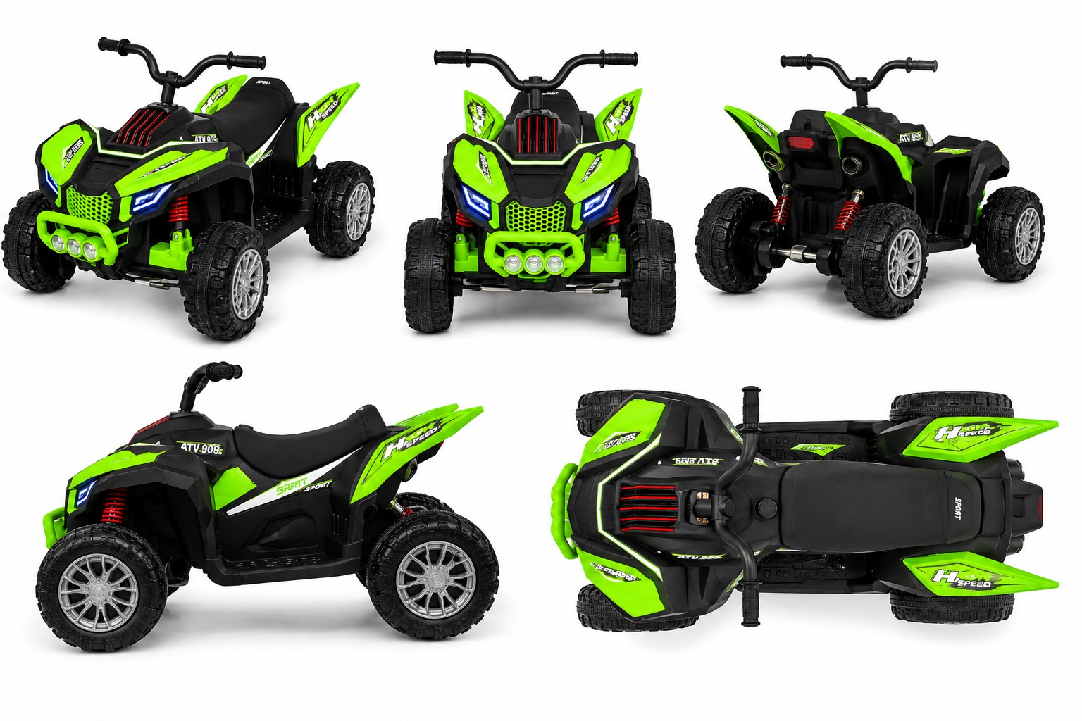 ATV 909 Kids Electric Car | 12V Battery Operated Ride-On Quad Bike with Parent Remote Control (Green) - Image 2