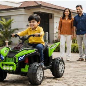 ATV 909 Kids Electric Car | 12V Battery Operated Ride-On Quad Bike with Parent Remote Control (Green)