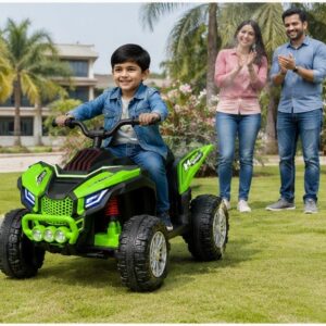 ATV 909 Kids Electric Car | 12V Battery Operated Ride-On Quad Bike with Parent Remote Control (Green)