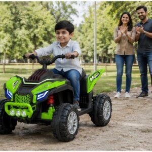 ATV 909 Kids Electric Car | 12V Battery Operated Ride-On Quad Bike with Parent Remote Control (Green)