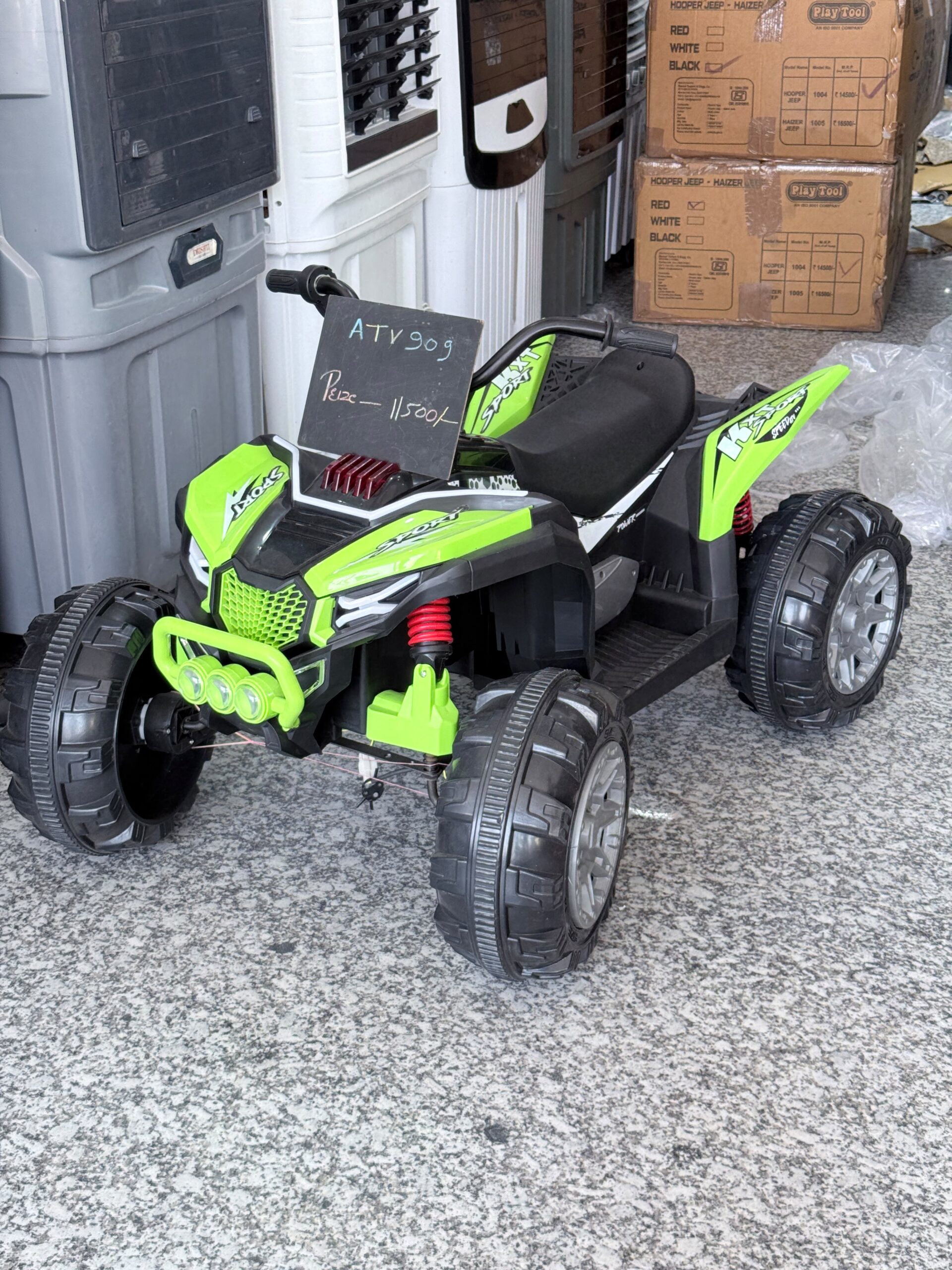 ATV 909 Kids Battery Operated Ride-On Quad Bike with Remote Control, LED Lights & Music (Green) - Image 5