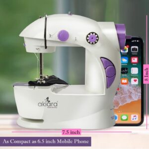 Akiara Mini Sewing Machine Electric for Home | Portable Sewing Machine with Table Set, Foot Pedal, LED Light & Sewing Kit – Tailor Machine for Home - 1 yr Warranty