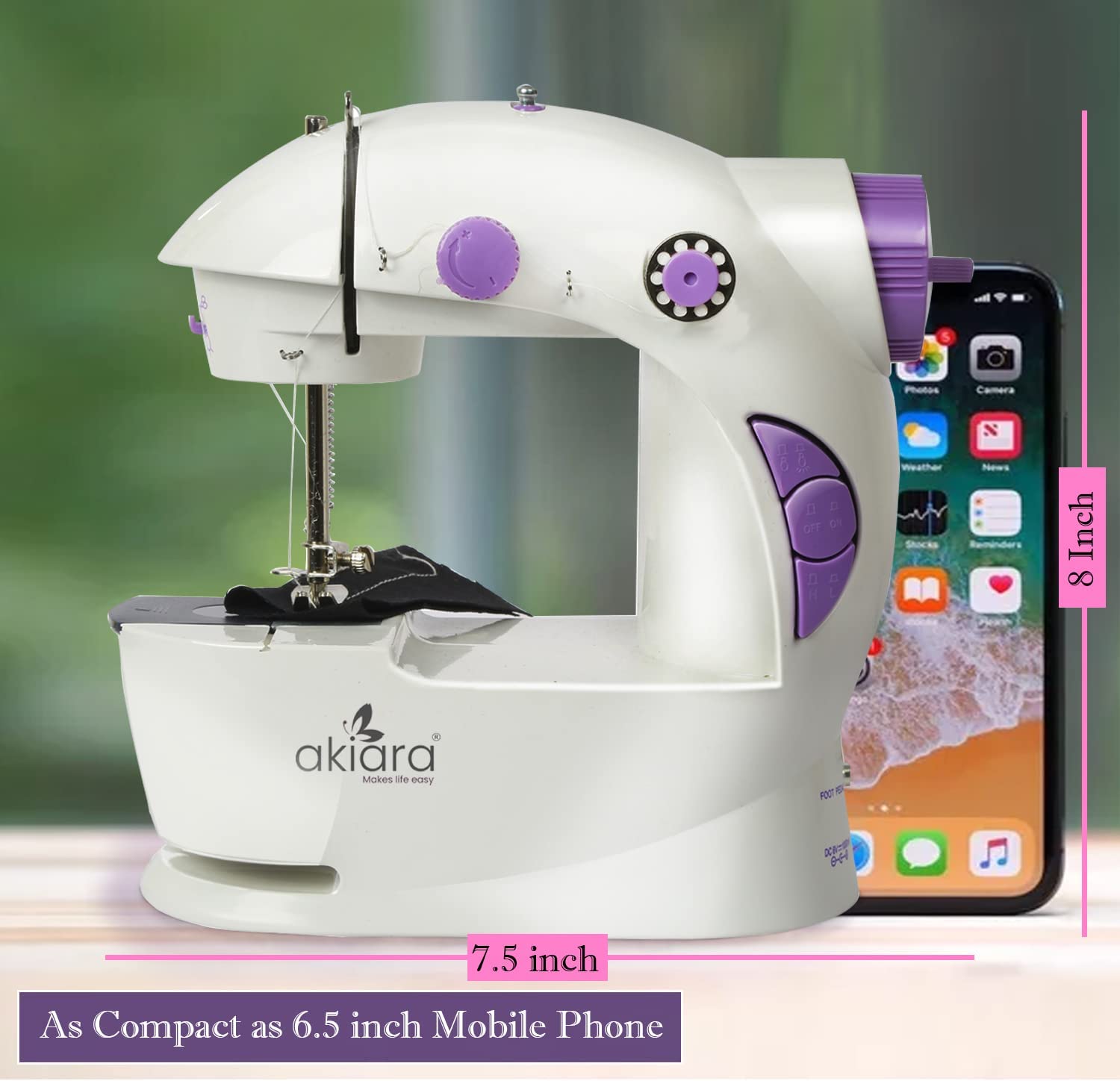 Akiara Mini Sewing Machine Electric for Home | Portable Sewing Machine with Table Set, Foot Pedal, LED Light & Sewing Kit – Tailor Machine for Home - 1 yr Warranty - Image 4