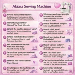 Akiara Mini Sewing Machine Electric for Home | Portable Sewing Machine with Table Set, Foot Pedal, LED Light & Sewing Kit – Tailor Machine for Home - 1 yr Warranty