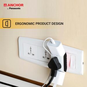 Anchor by Panasonic 6A 3 Pin Multiplug Travel Adapter with Universal Socket | 3 Pin Multi Plug Universal Socket (White)