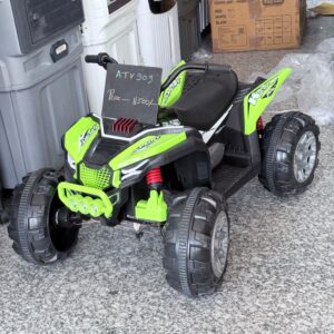 ATV 909 Kids Battery Operated Ride-On Quad Bike with Remote Control, LED Lights & Music (Green)