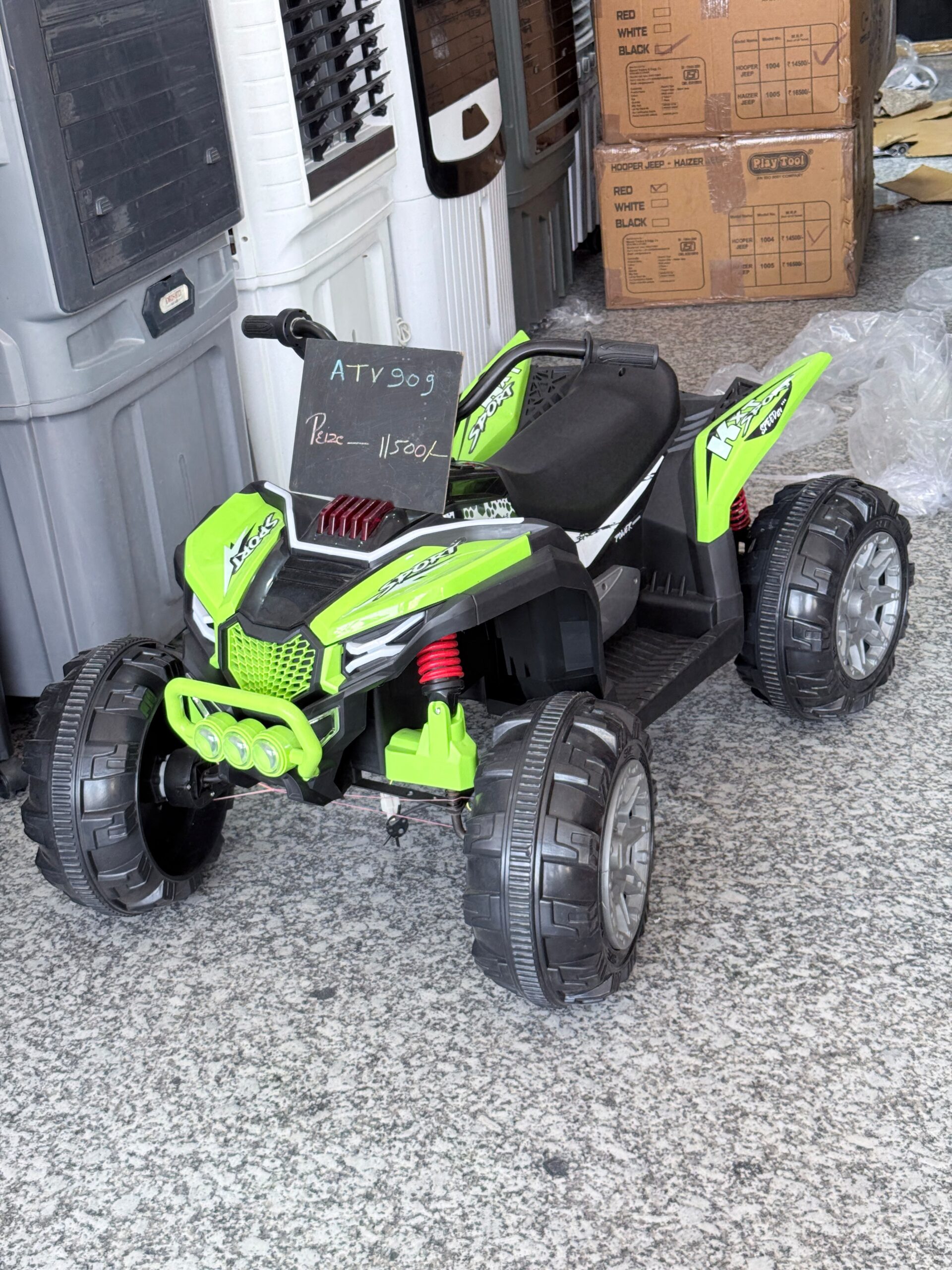 ATV 909 Kids Battery Operated Ride-On Quad Bike with Remote Control, LED Lights & Music (Green) - Image 4