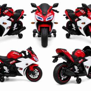 R15 Sports Bike Ride-On for Kids | Premium 12V Battery Operated Kids Electric Bike with LED Lights & Music System (Red & White)