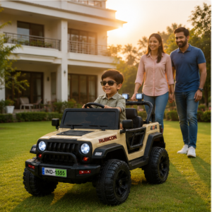 Rubicon 4x4 Premium Battery Operated Ride-On Jeep with Remote Control, LED Lights & Music System for Kids (Beige)