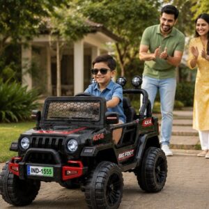 Big Foot 4x4 Kids Battery Operated Ride-On Jeep with Parent Remote Control, LED Lights & Music (Black)