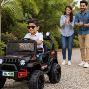 Big Foot 4x4 Kids Battery Operated Ride-On Jeep with Parent Remote Control, LED Lights & Music (Black)