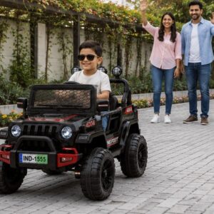 Big Foot 4x4 Kids Battery Operated Ride-On Jeep with Parent Remote Control, LED Lights & Music (Black)