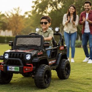 Big Foot 4x4 Kids Battery Operated Ride-On Jeep with Parent Remote Control, LED Lights & Music (Black)