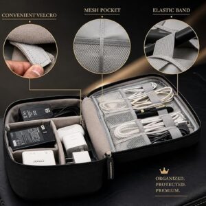 Cable Organizer Case Bag - Travel Gadget & Hard Disk Bag – Water-Resistant Portable Storage, Sleek Black (6-Month Warranty)