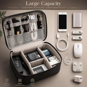 Cable Organizer Case Bag - Travel Gadget & Hard Disk Bag – Water-Resistant Portable Storage, Sleek Black (6-Month Warranty)