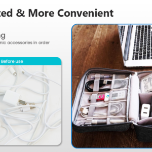 Cable Organizer Case Bag - Travel Gadget & Hard Disk Bag – Water-Resistant Portable Storage, Sleek Black (6-Month Warranty)